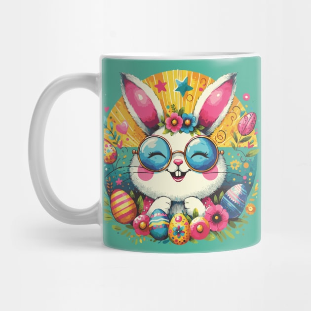 Happy Easter Groovy Retro Bunny by Heartsake